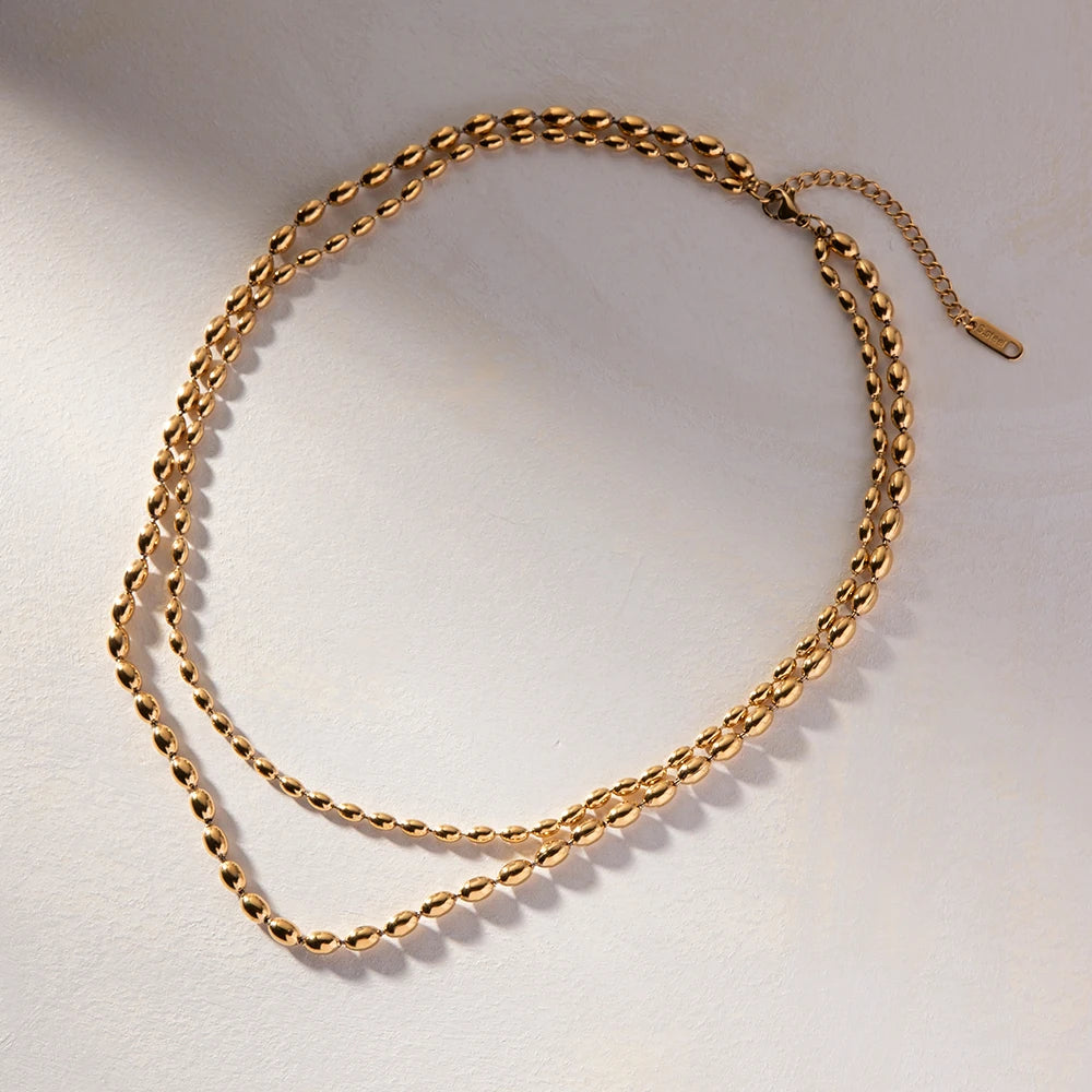 Millet Bead Two Layer Necklace