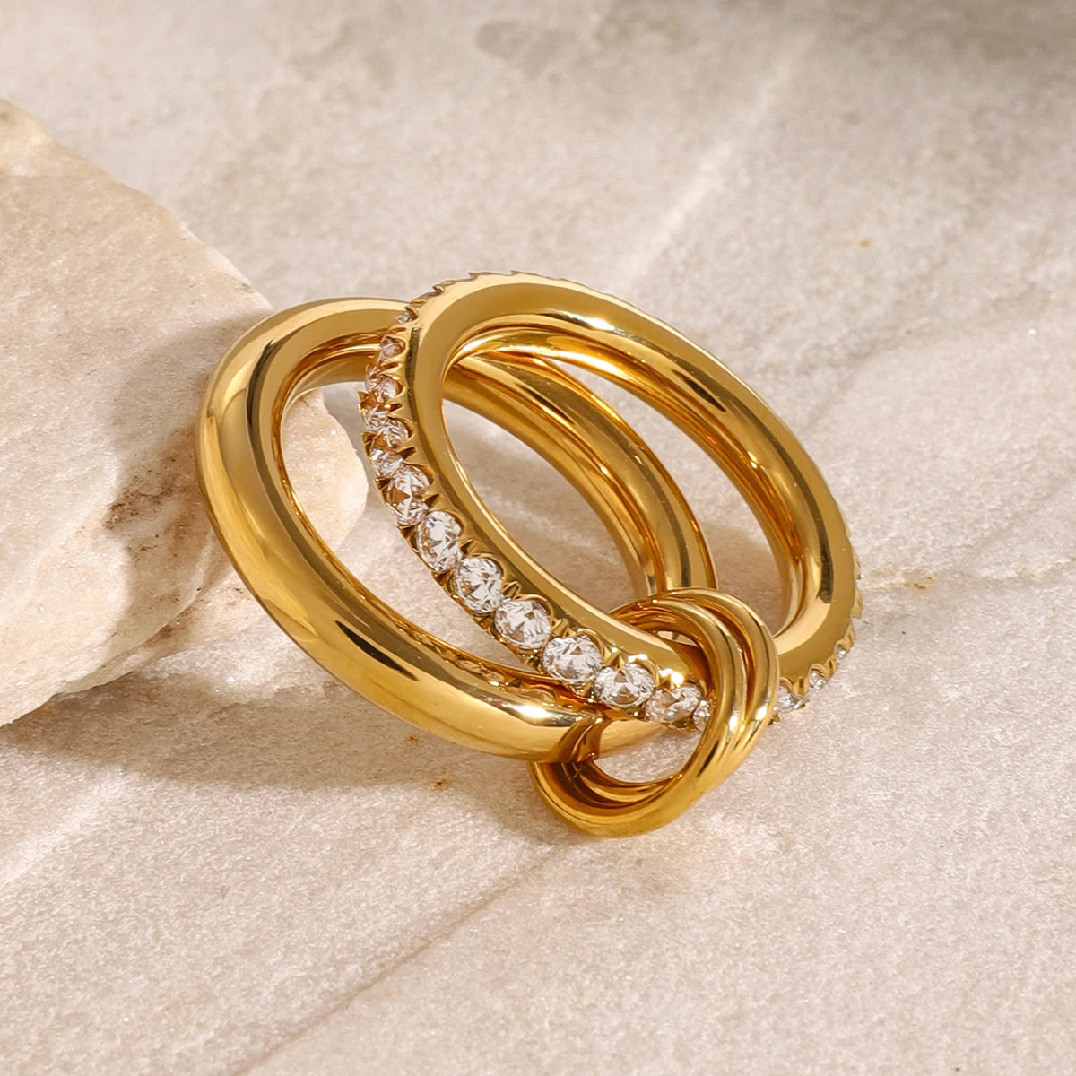 Pave Double Stack Brook Ring