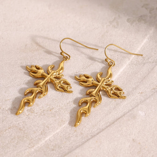 Cross on Fire Earrings