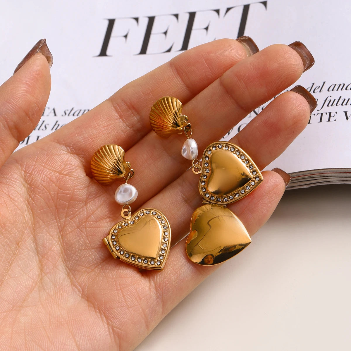 Shell Locket Earrings