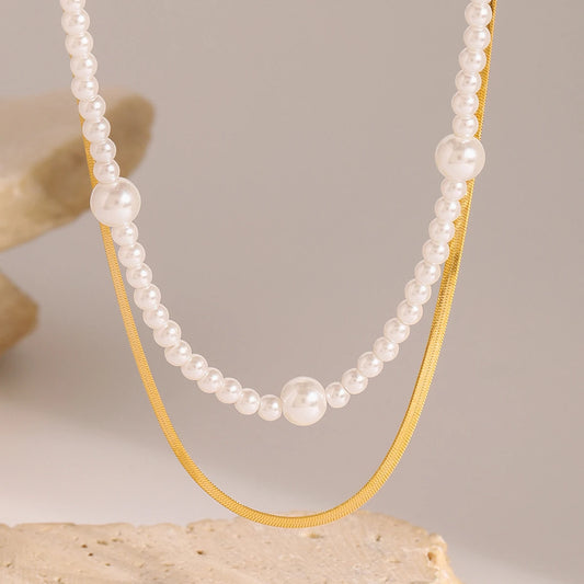 Pearl and Gold Layered Necklace