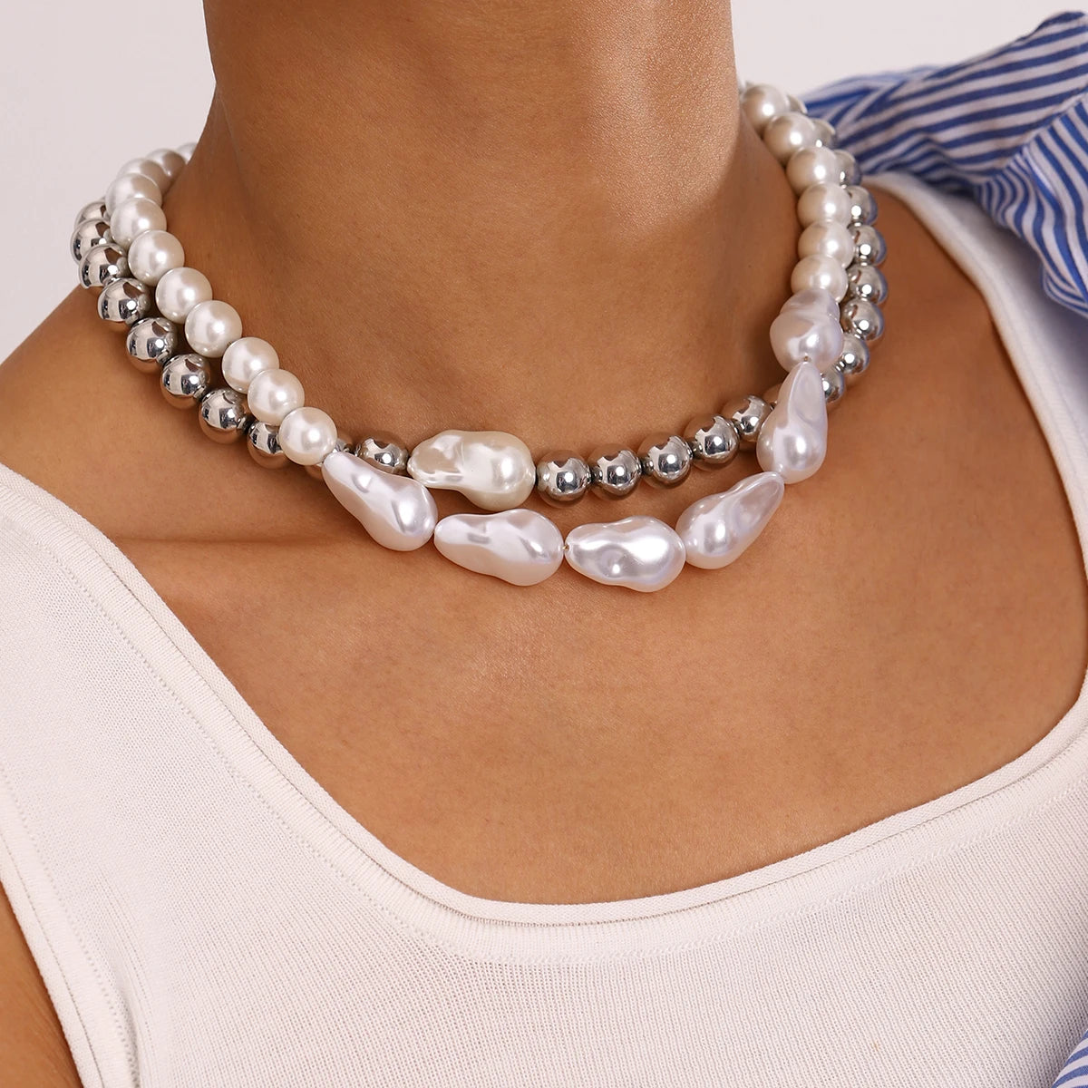 Silver and Pearl Choker